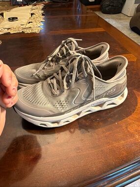 Skechers Men's Light Gray Mesh Athletic Sneakers